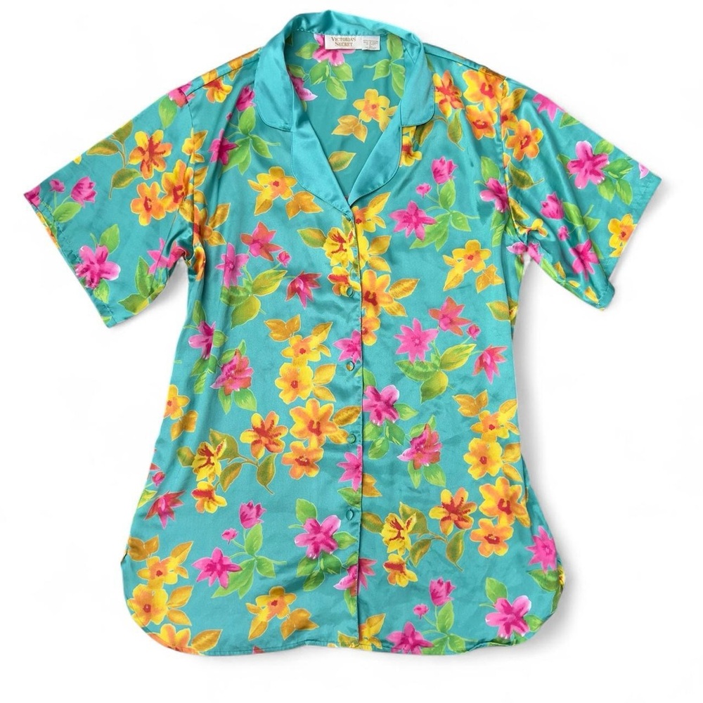 Vintage 90s Victoria’s Secret Gold Tag Tropical Long Pajama Shirt